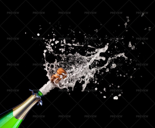 Popping Champagne Cork On White - Stock Photos