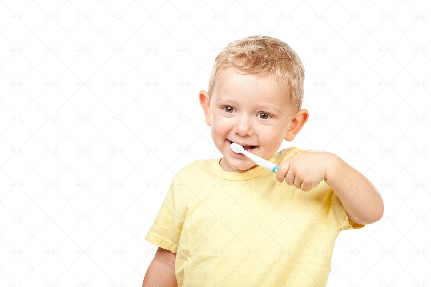 Boy Brushing Teeth: Stock Photos