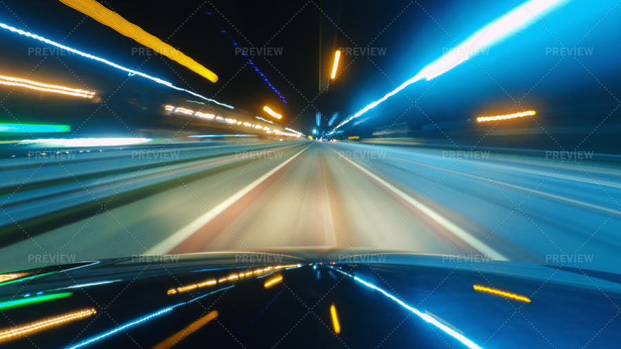 Speeding Car At Night In The City Stock Photos Motion Array