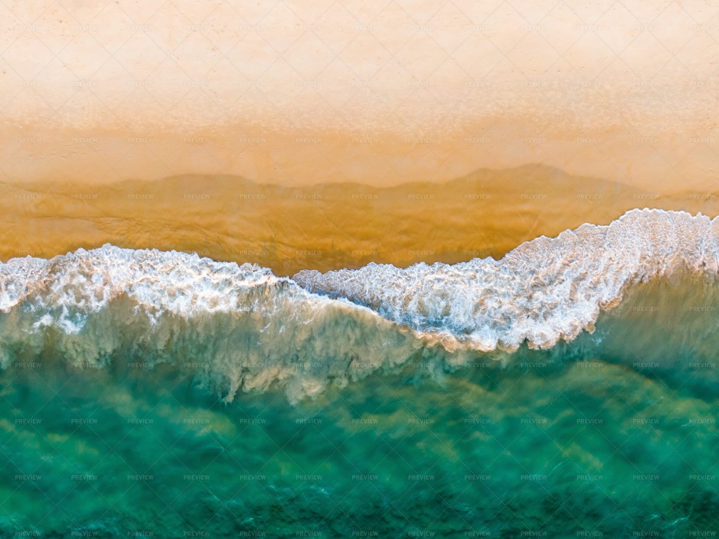 Sandy Beach And Emerald Ocean Top View: Stock Photos