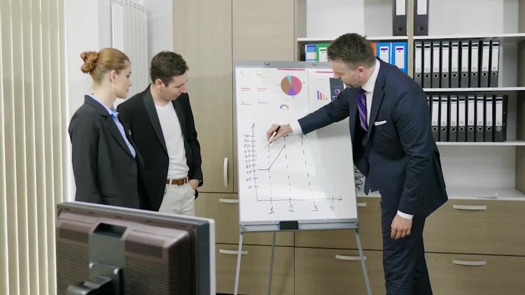 Boss Explaining Something To Employees: Stock Video