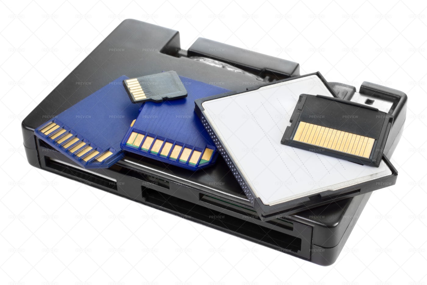 Memory Cards And Reader: Stock Photos