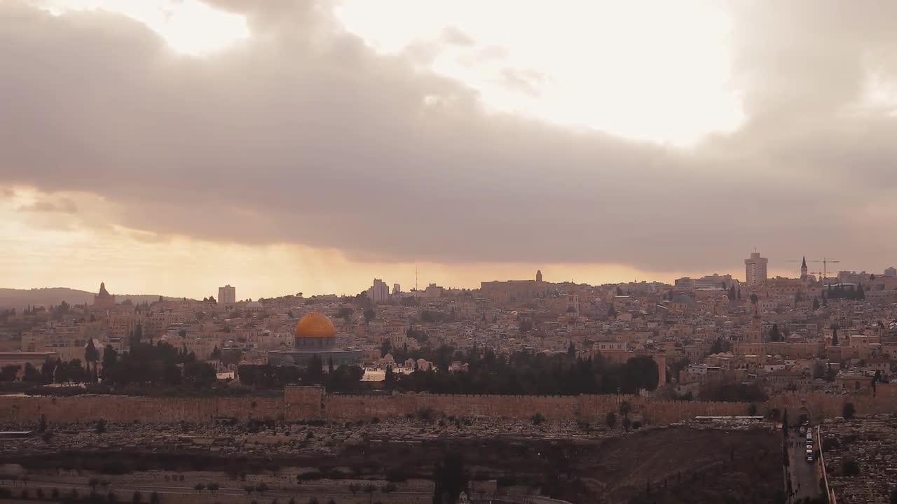 Sunset Over Jerusalem City In Israel - Stock Video | Motion Array