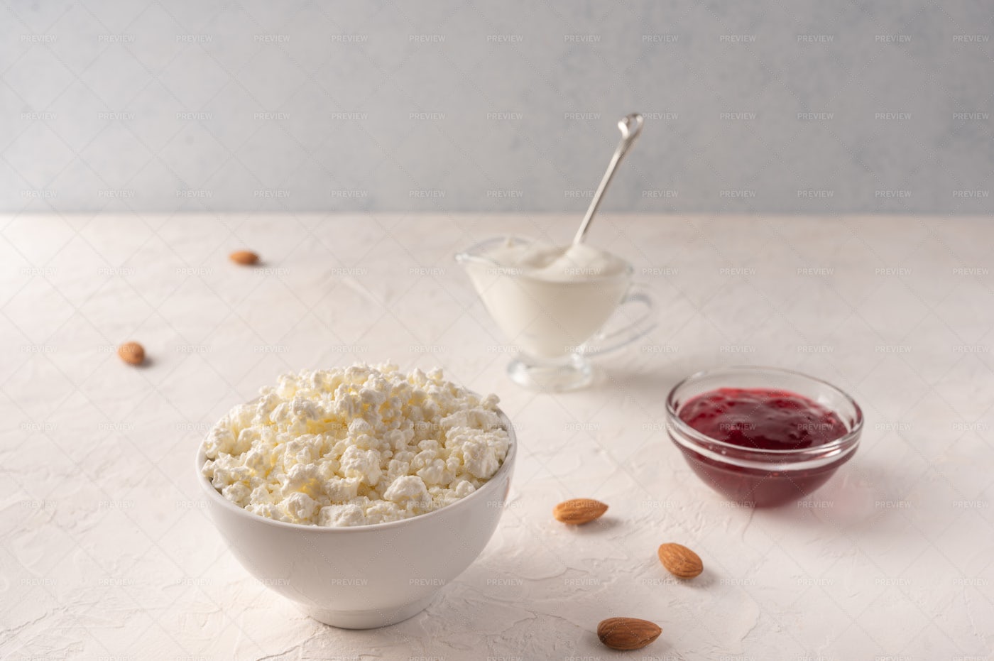Bowl Of Cottage Cheese: Stock Photos