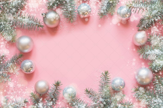 Pink Christmas Frame - Stock Photos | Motion Array