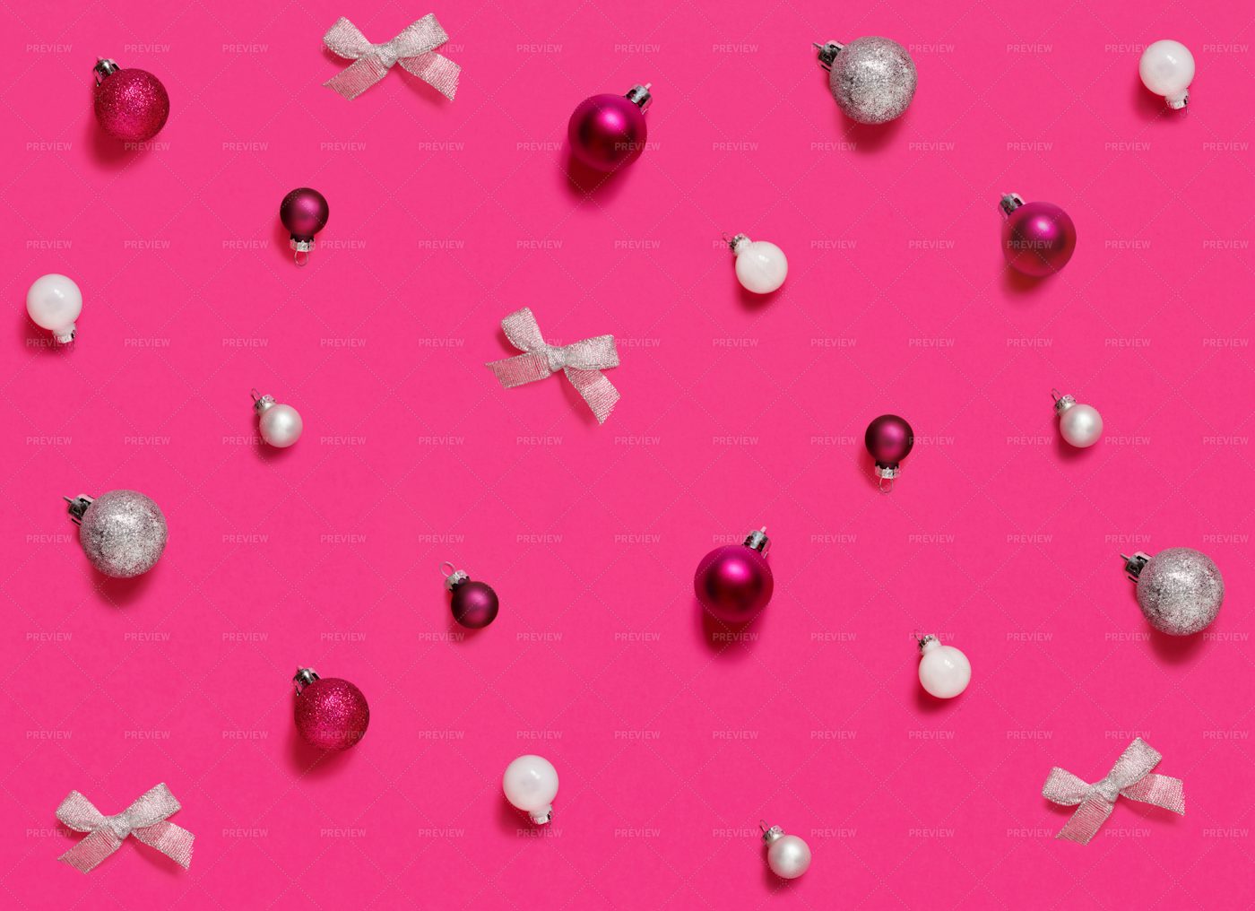 Christmas Decorations On Pink: Stock Photos