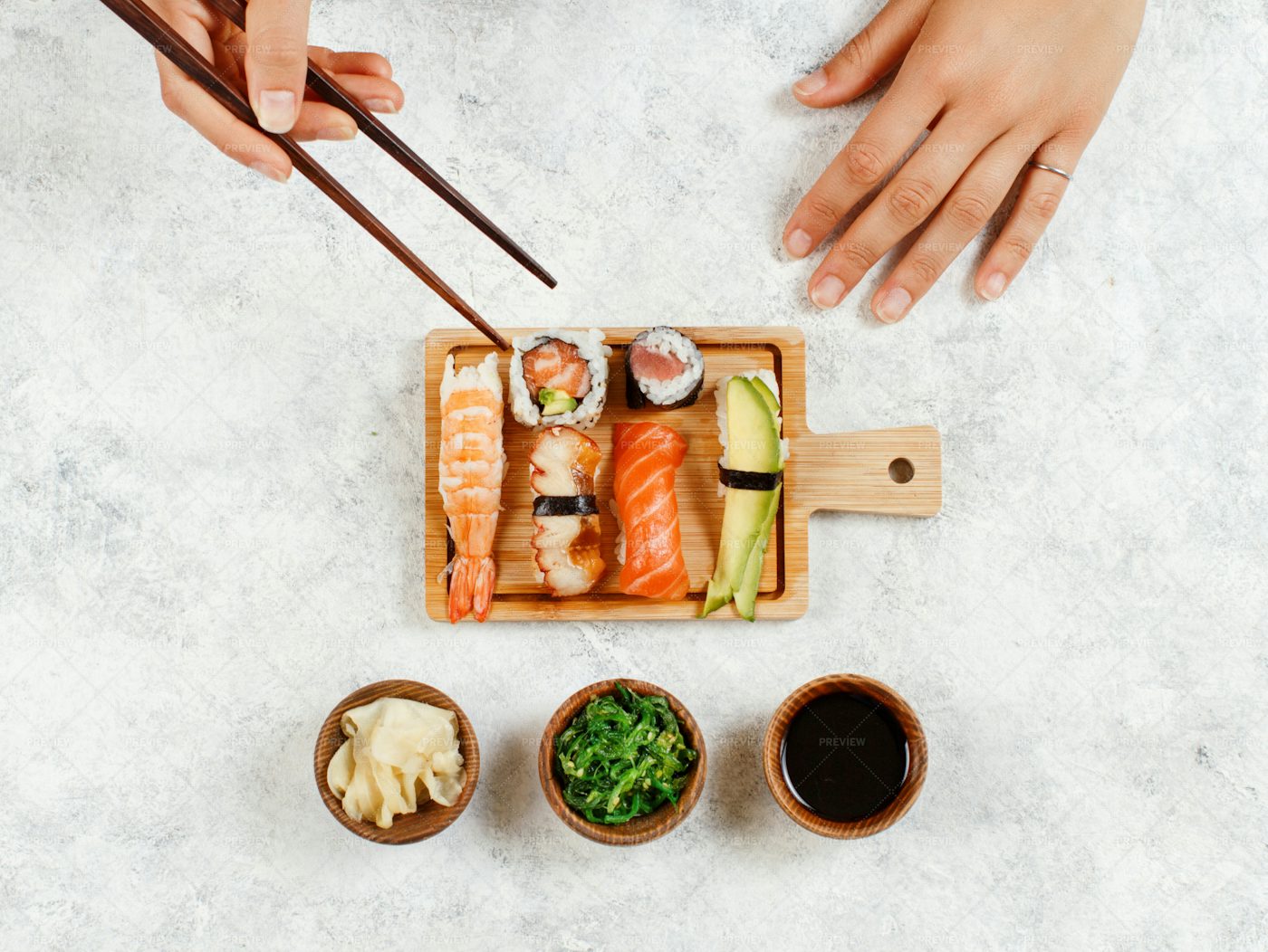 Eating Sushi Rolls: Stock Photos