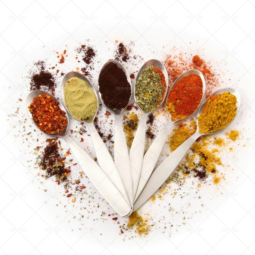 Spoons With Spices: Stock Photos