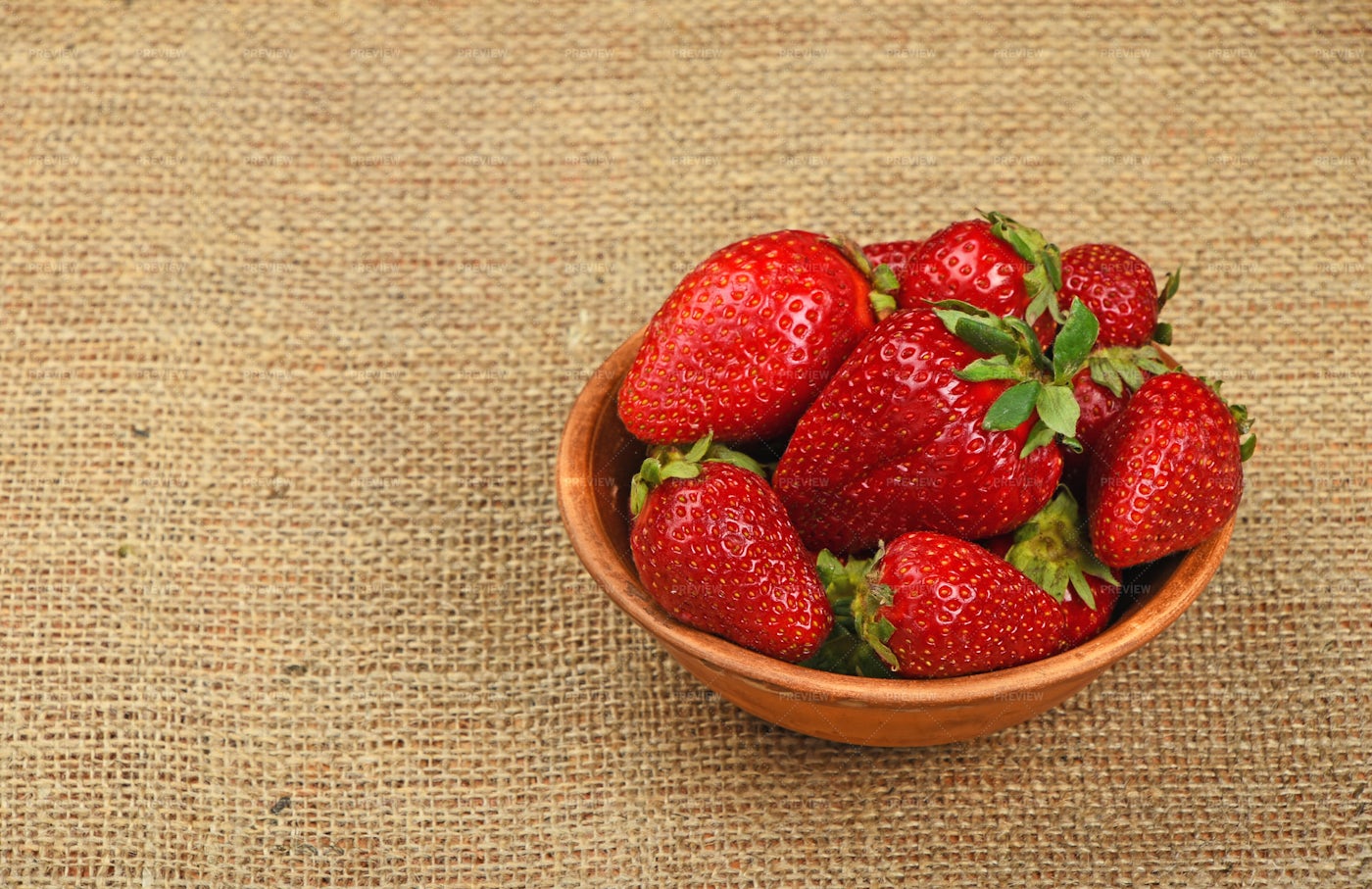 Ceramic Bowl Of Strawberries: Stock Photos