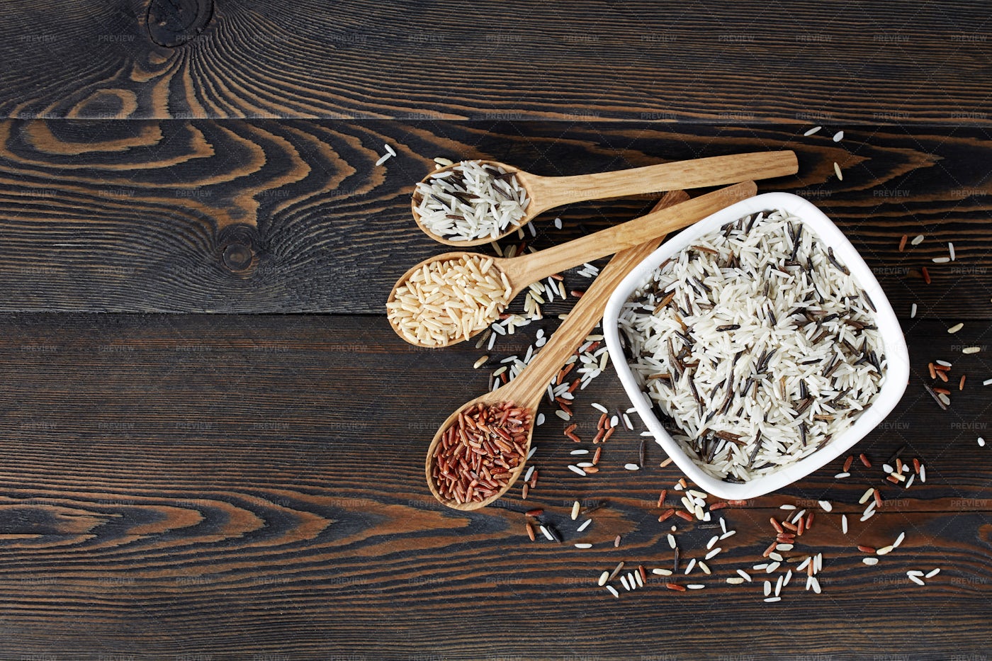 Rice Assortment Background: Stock Photos