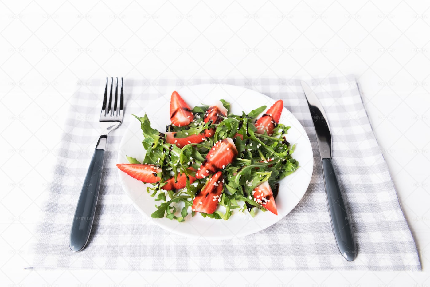 Arugula And Strawberry Dish: Stock Photos