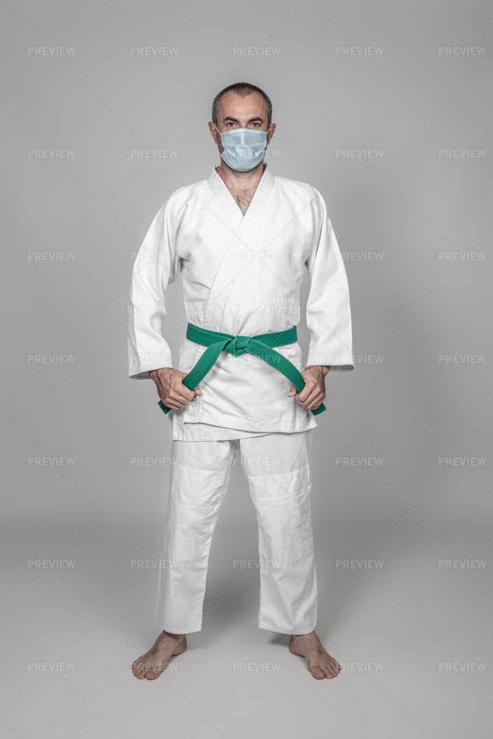Masked Karate Instructor: Stock Photos