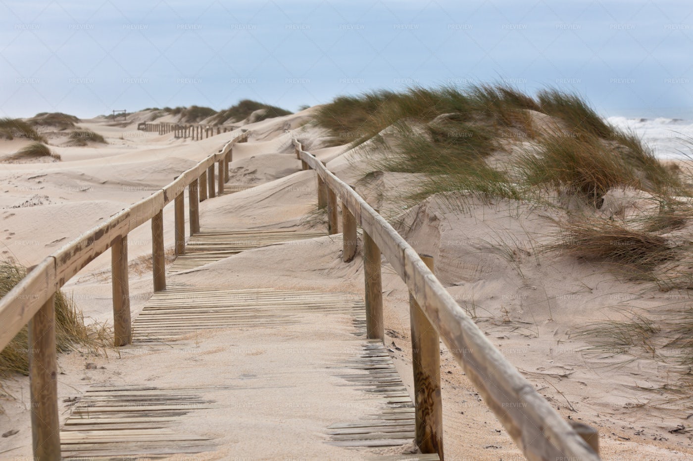 Wooden Footpath Through Dunes: Stock Photos