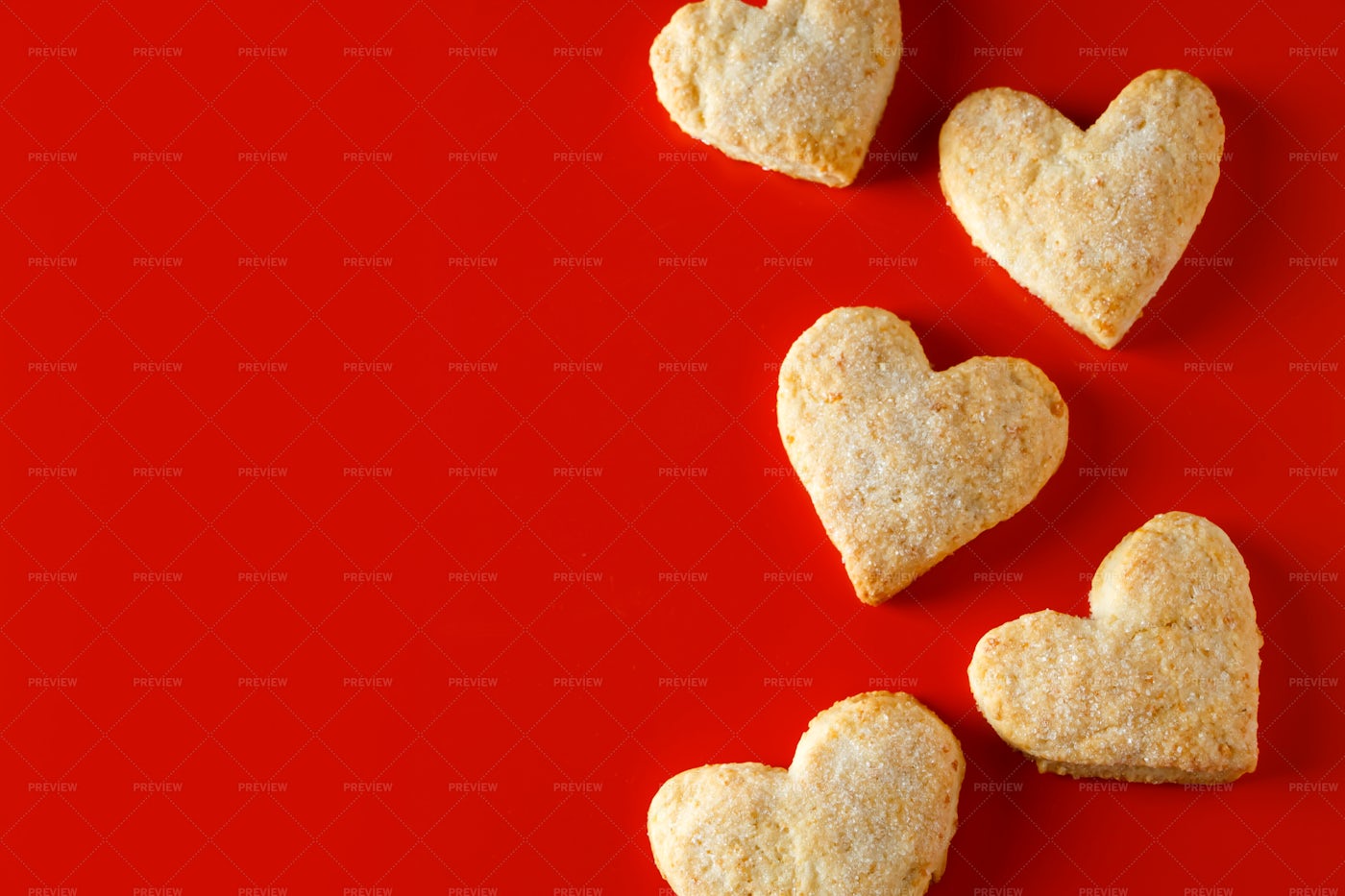 Heart-Shaped Sugar Cookies: Stock Photos