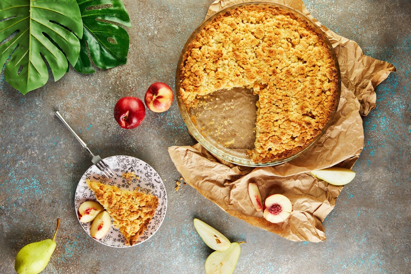 Peach And Pear Pie: Stock Photos