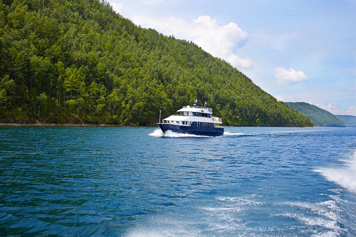 Yacht On Angara River: Stock Photos