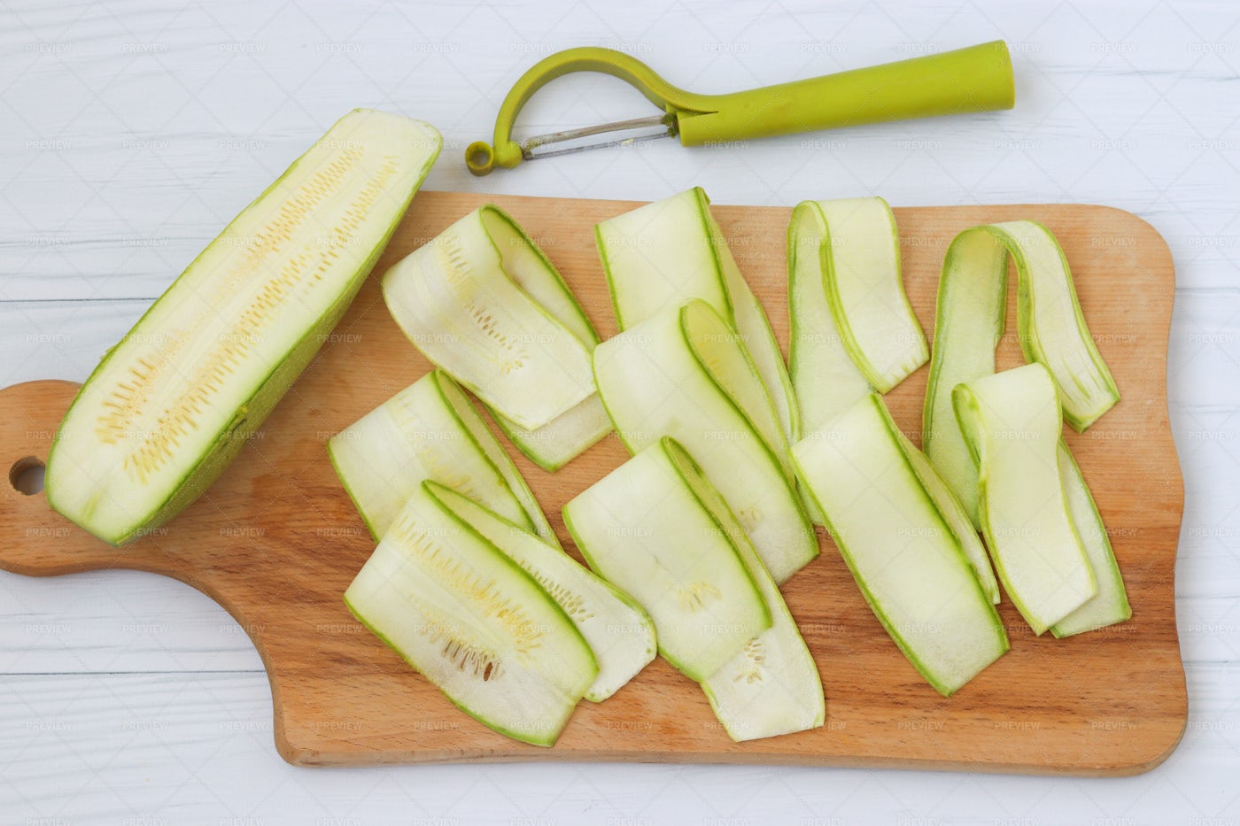 Zucchini Cut With Ribbons: Stock Photos