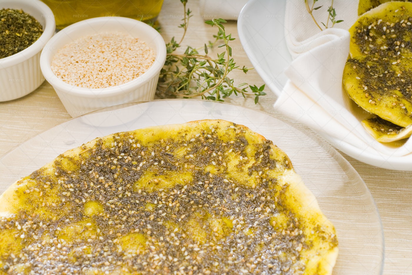 Lebanese Manouche Or Manoushe: Stock Photos