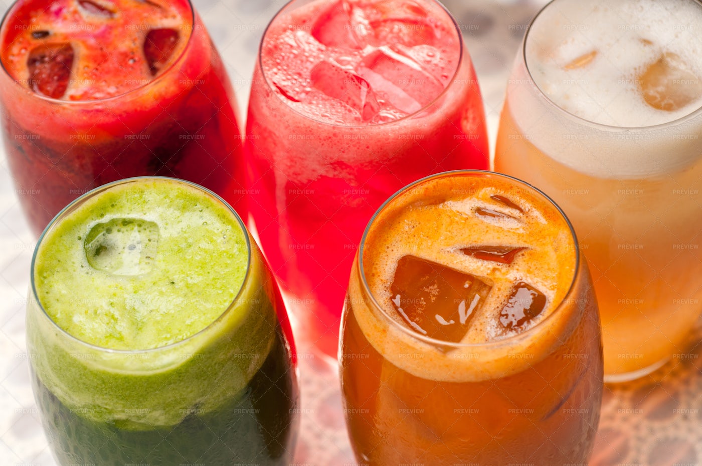 Selection Of Long Fruit Drinks: Stock Photos
