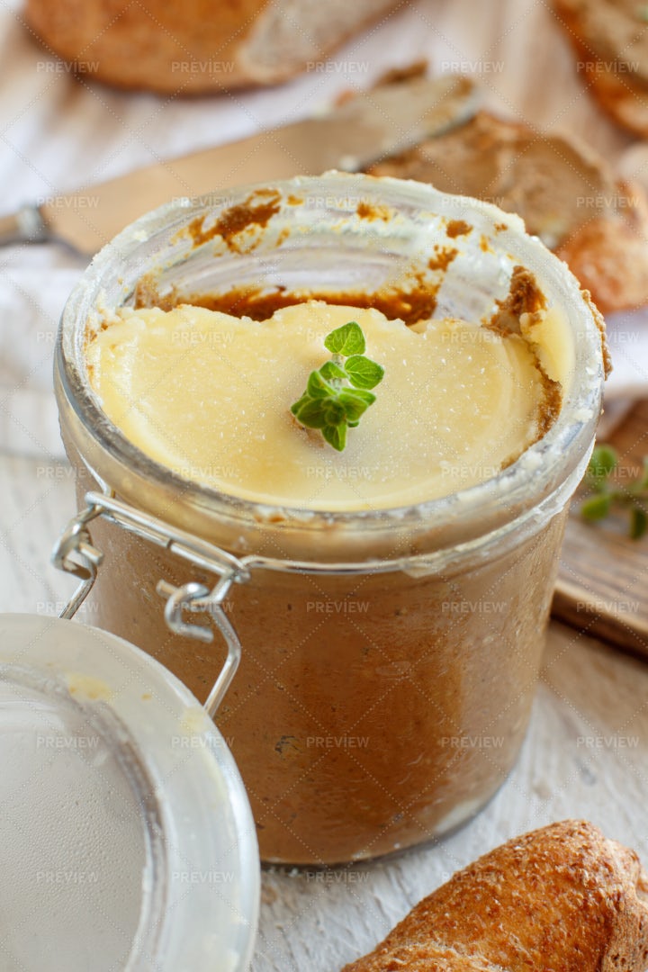Jar With Homemade Pate: Stock Photos