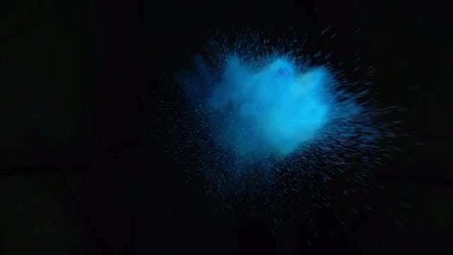 Blue Powder Paint Explodes: Stock Video