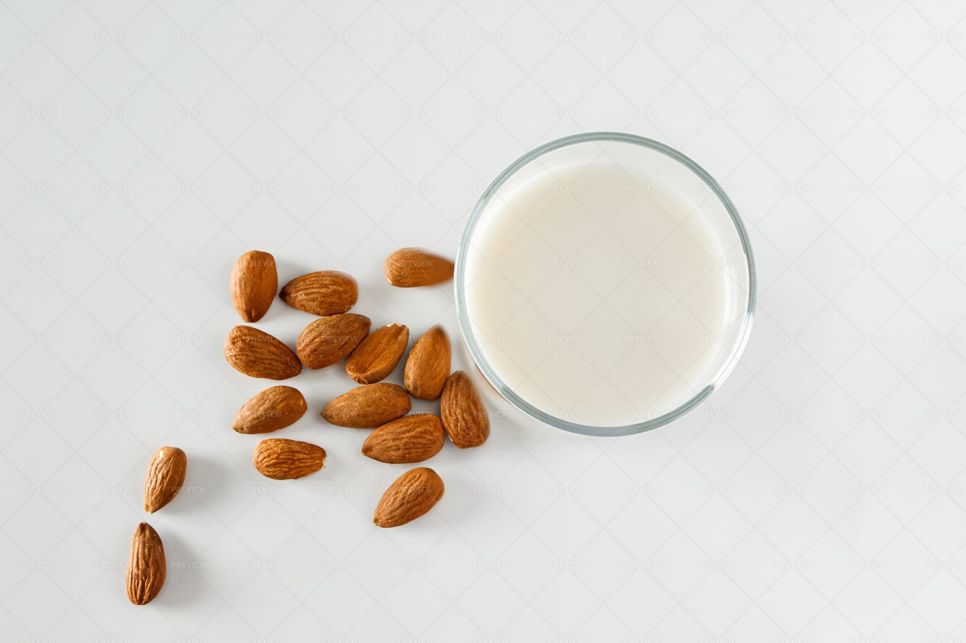 Glass Of Almond Milk: Stock Photos