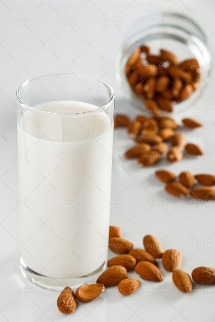 Milk Made From Almonds: Stock Photos