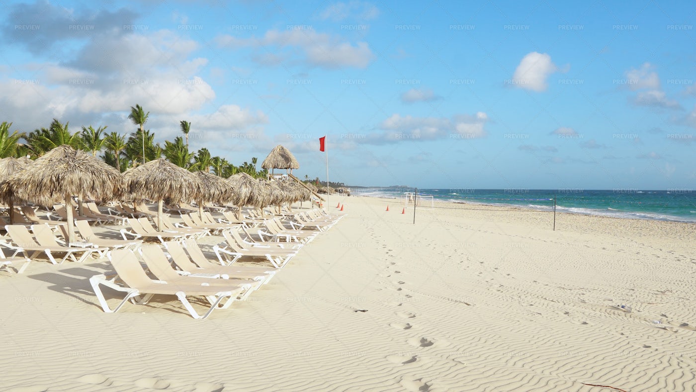 Beach Chairs And Parasols: Stock Photos