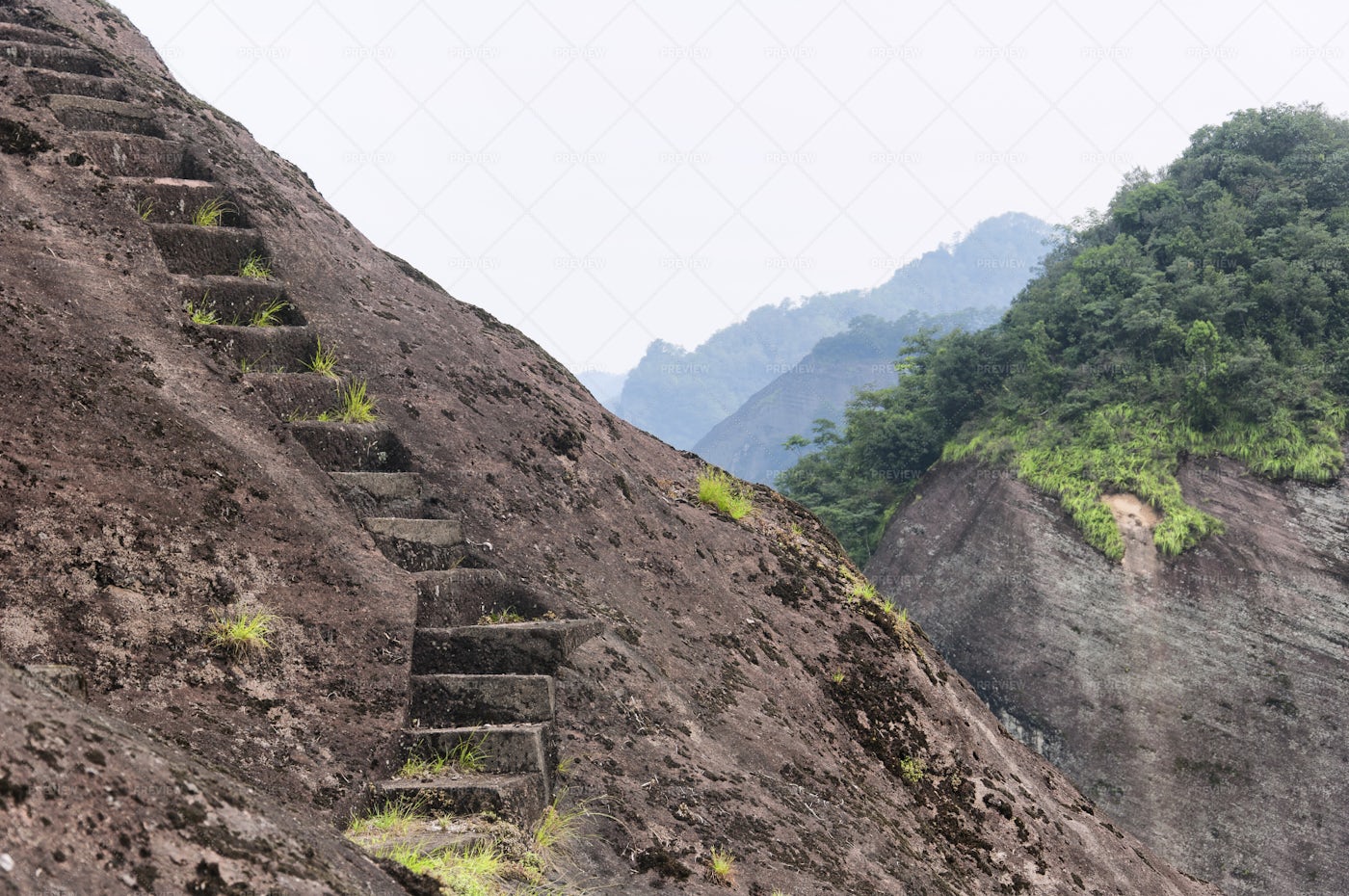 Steps Up The Rock: Stock Photos