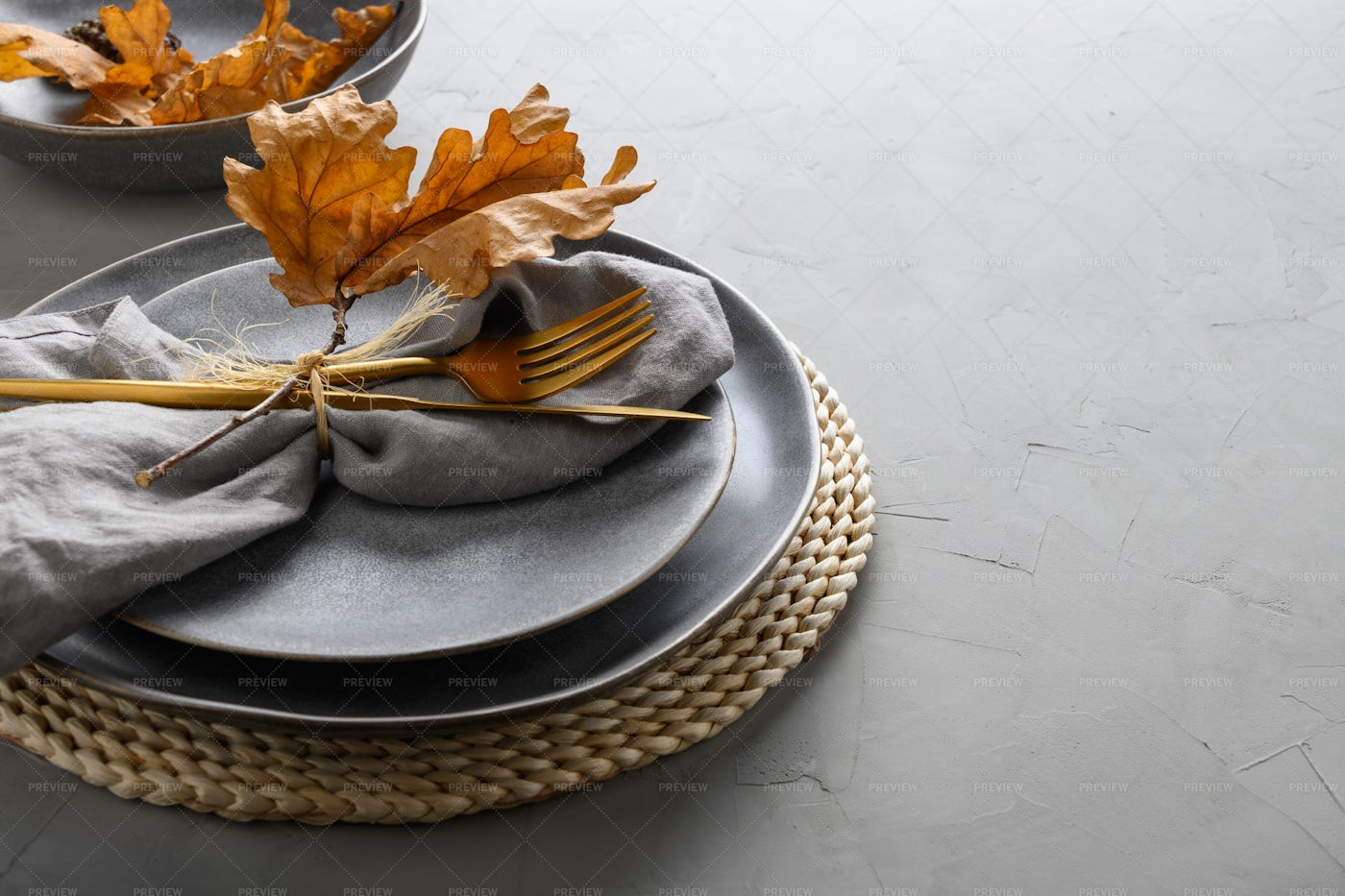 Elegant Fall Table Setting: Stock Photos