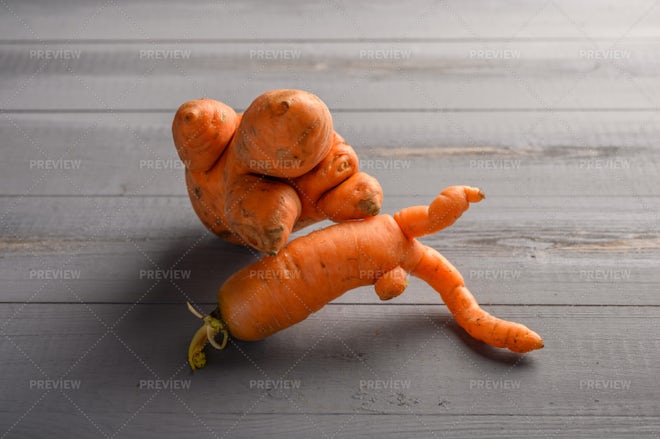 Funny Shape Carrot Look Like Legs Stock Photo 702579631