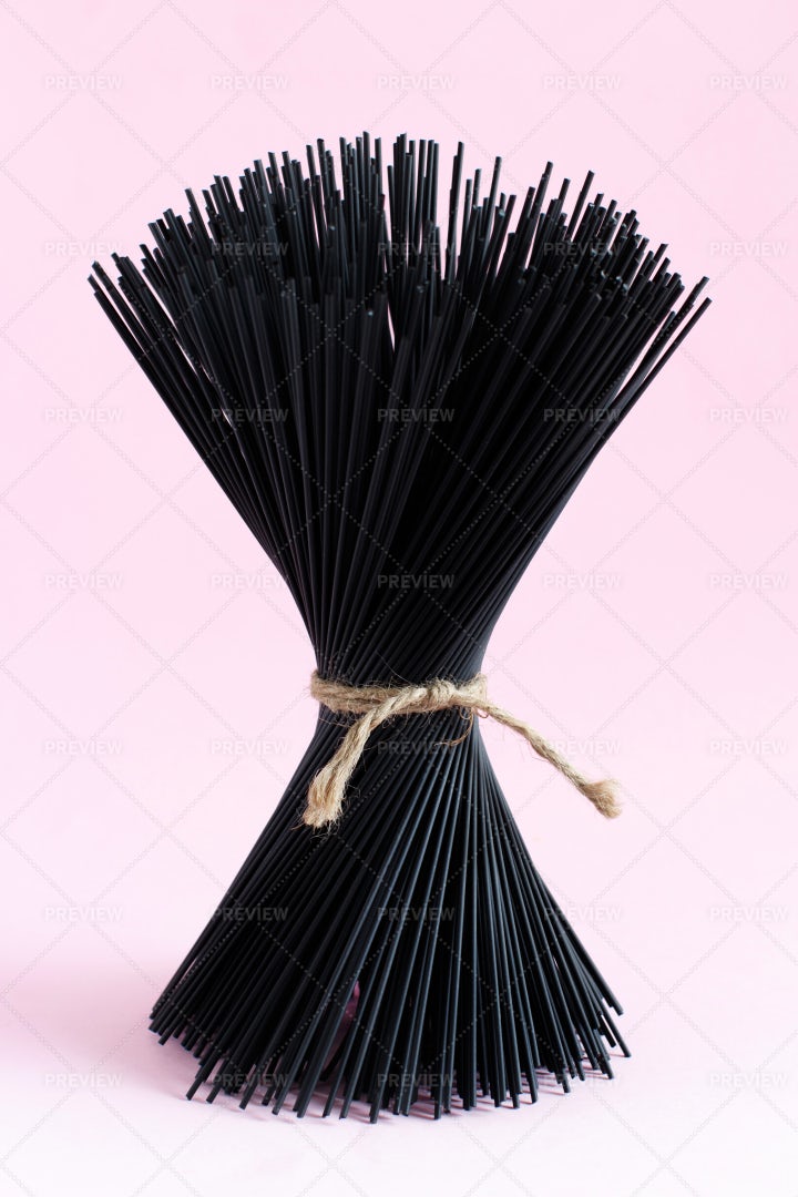 Raw Squid Ink Pasta: Stock Photos