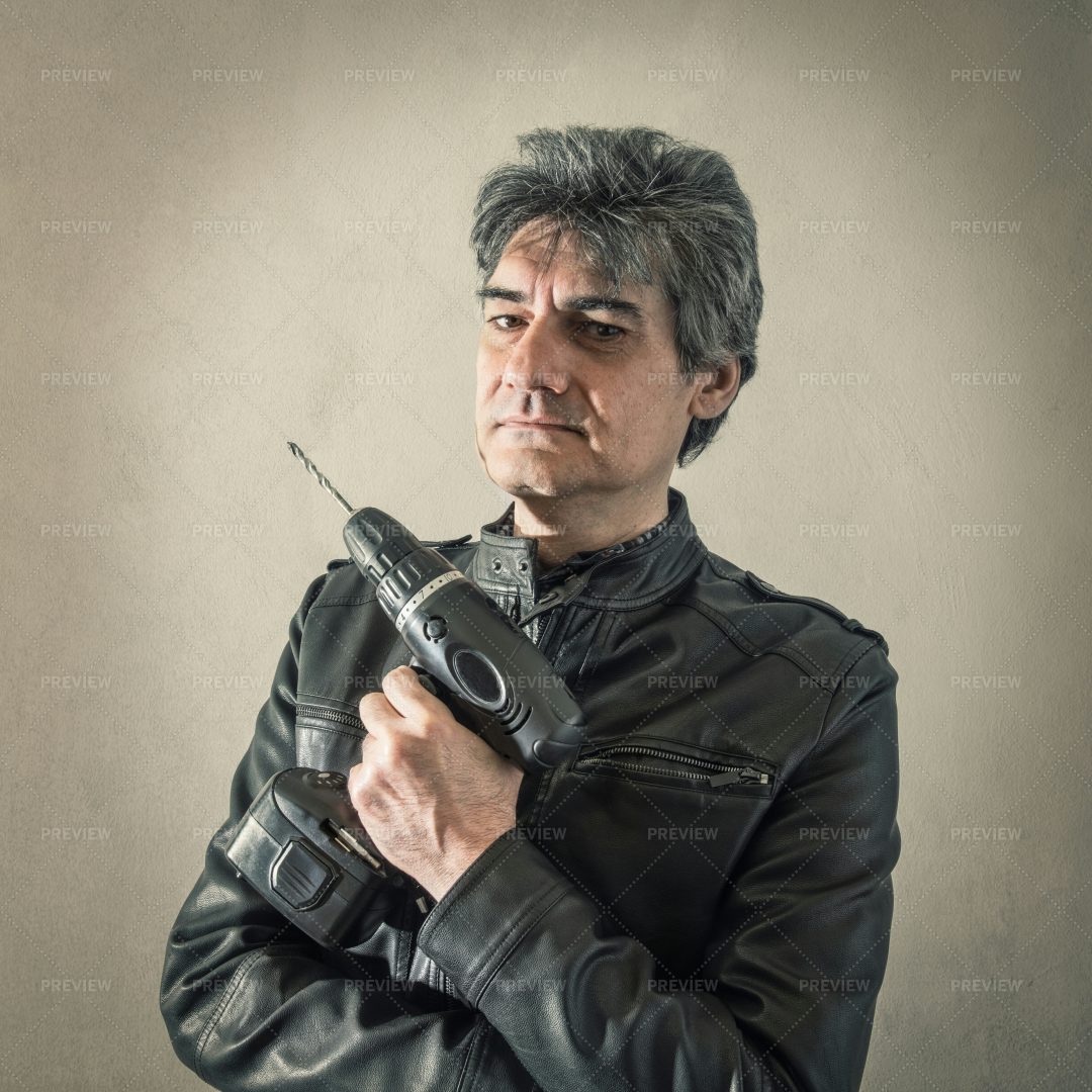 Man With A Drill: Stock Photos