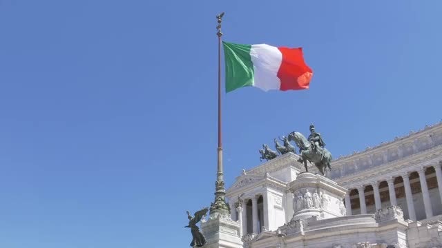 Waving Italian Flag In Rome: Stock Video