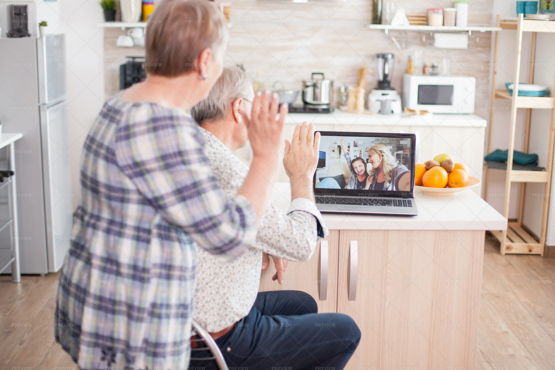 Greeting Family During Video Call - Stock Photos | Motion Array