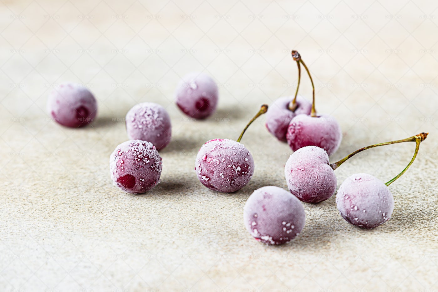 Frozen Sweet Black Cherries: Stock Photos