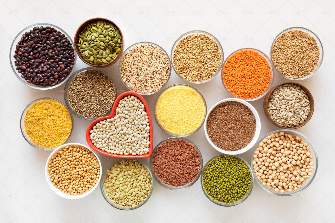 Colorful Bowls With Cereals.: Stock Photos
