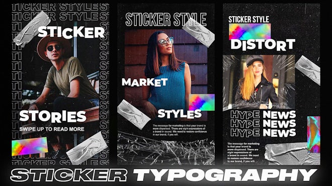 Sticker Typography Stories Freebies template preview