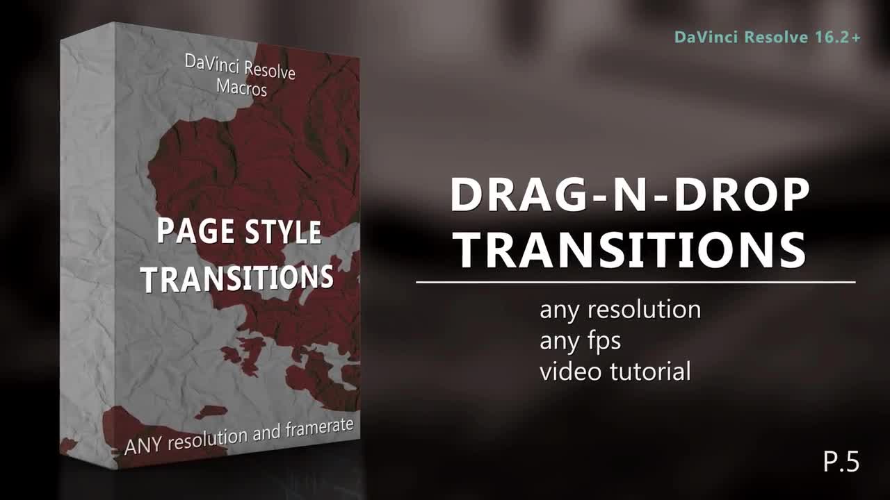 Drag N Drop Page Style Transitions Davinci Resolve Macros Motion Array