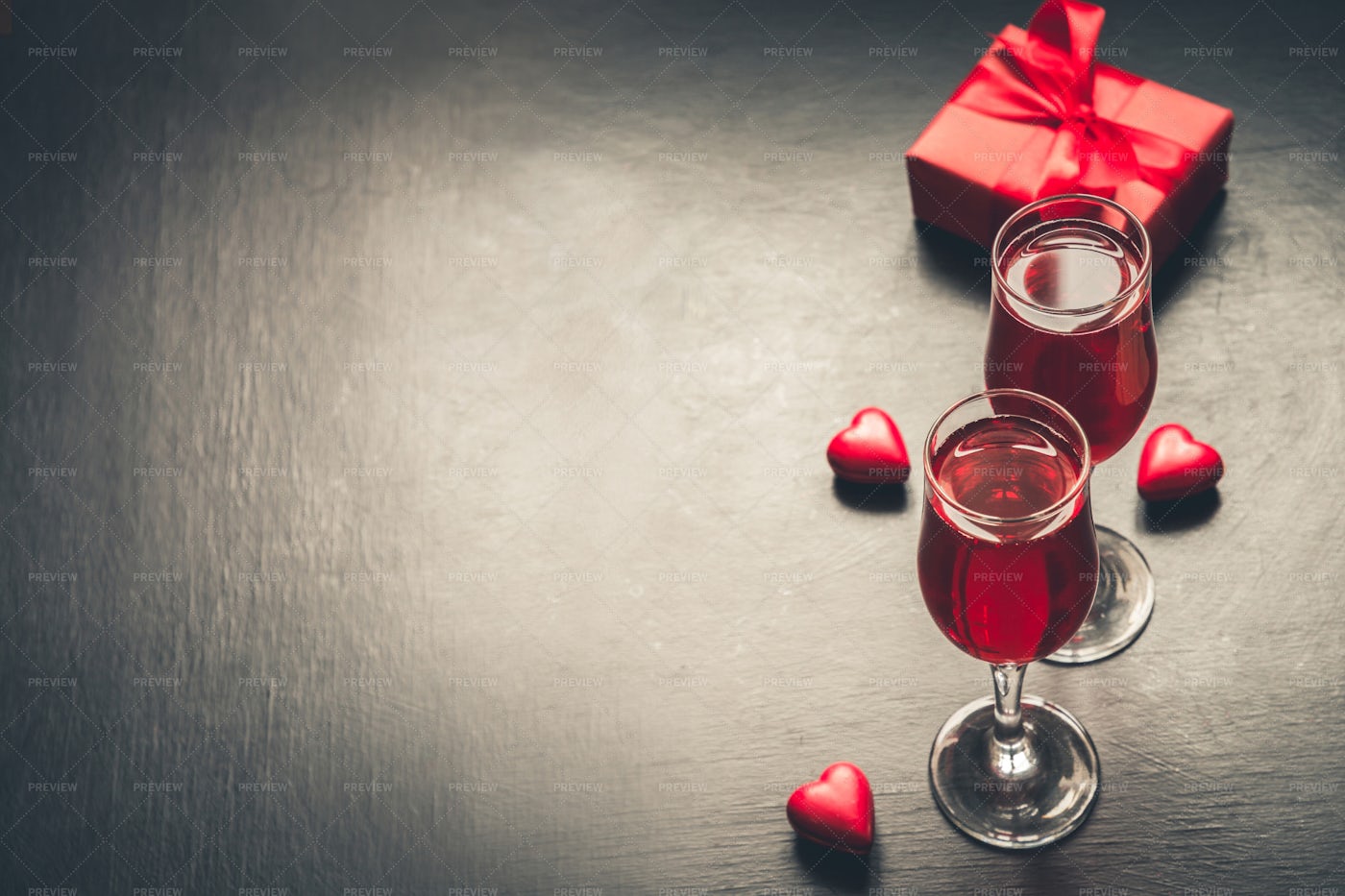 Champagne And Gift: Stock Photos