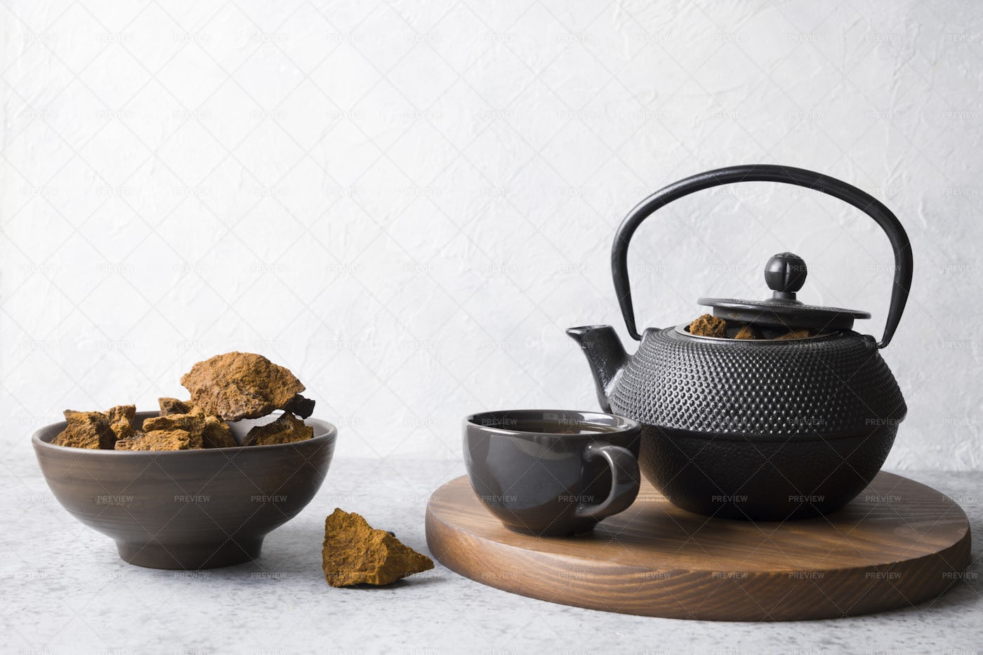 Chaga Infusion Beverage: Stock Photos