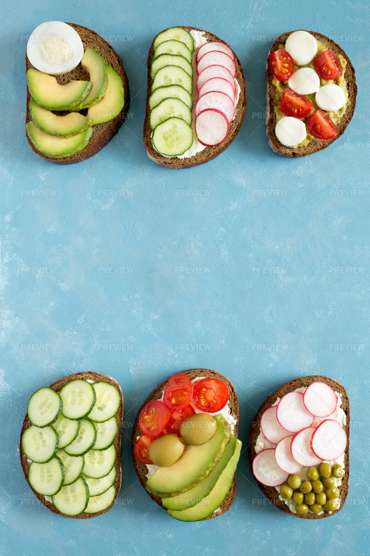 Vegetarian Sandwiches Background: Stock Photos