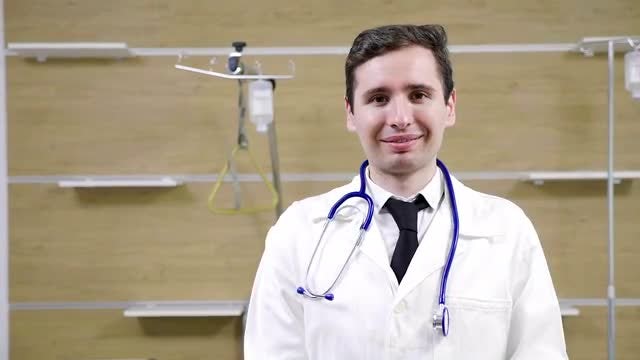 Male Doctor With A Stethoscope : Stock Video