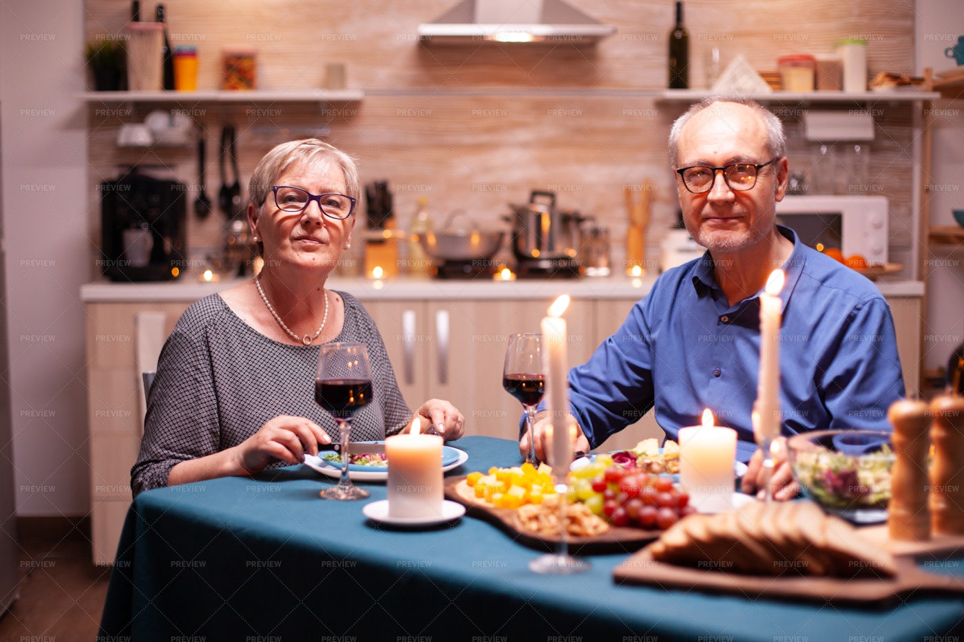 A Couple At Dinner: Stock Photos