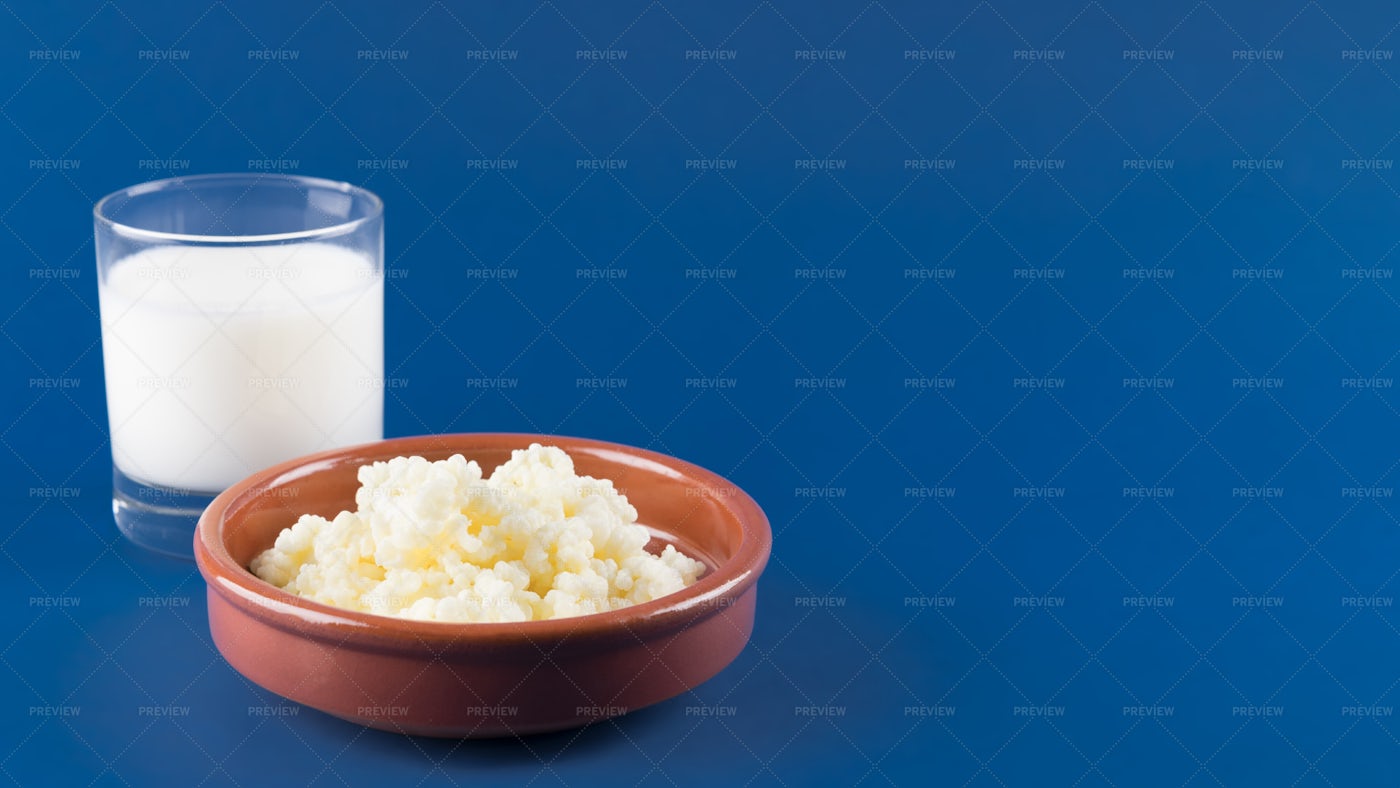 Glass Of Kefir And Kefir Grains: Stock Photos