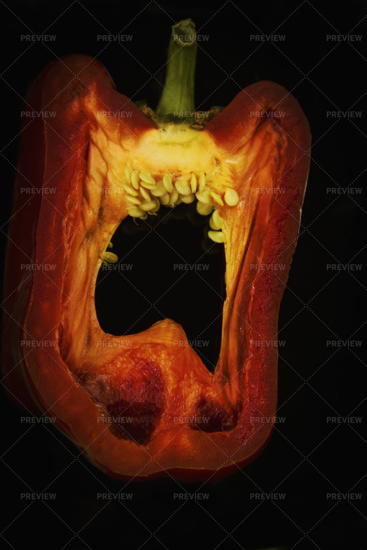 A Sliced Red Pepper: Stock Photos