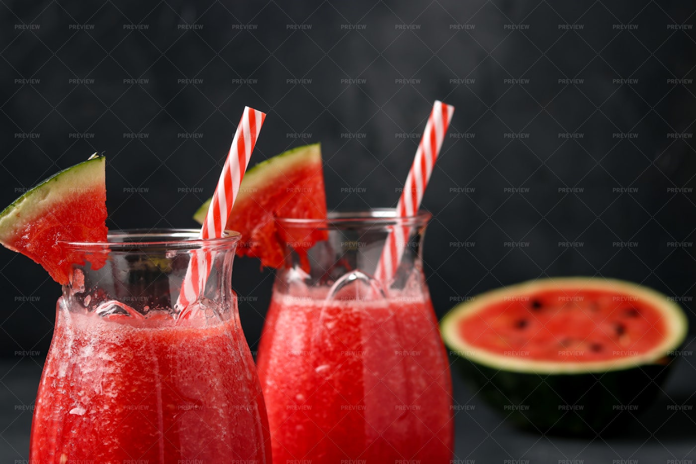 Glasses Of Watermelon Smoothie: Stock Photos