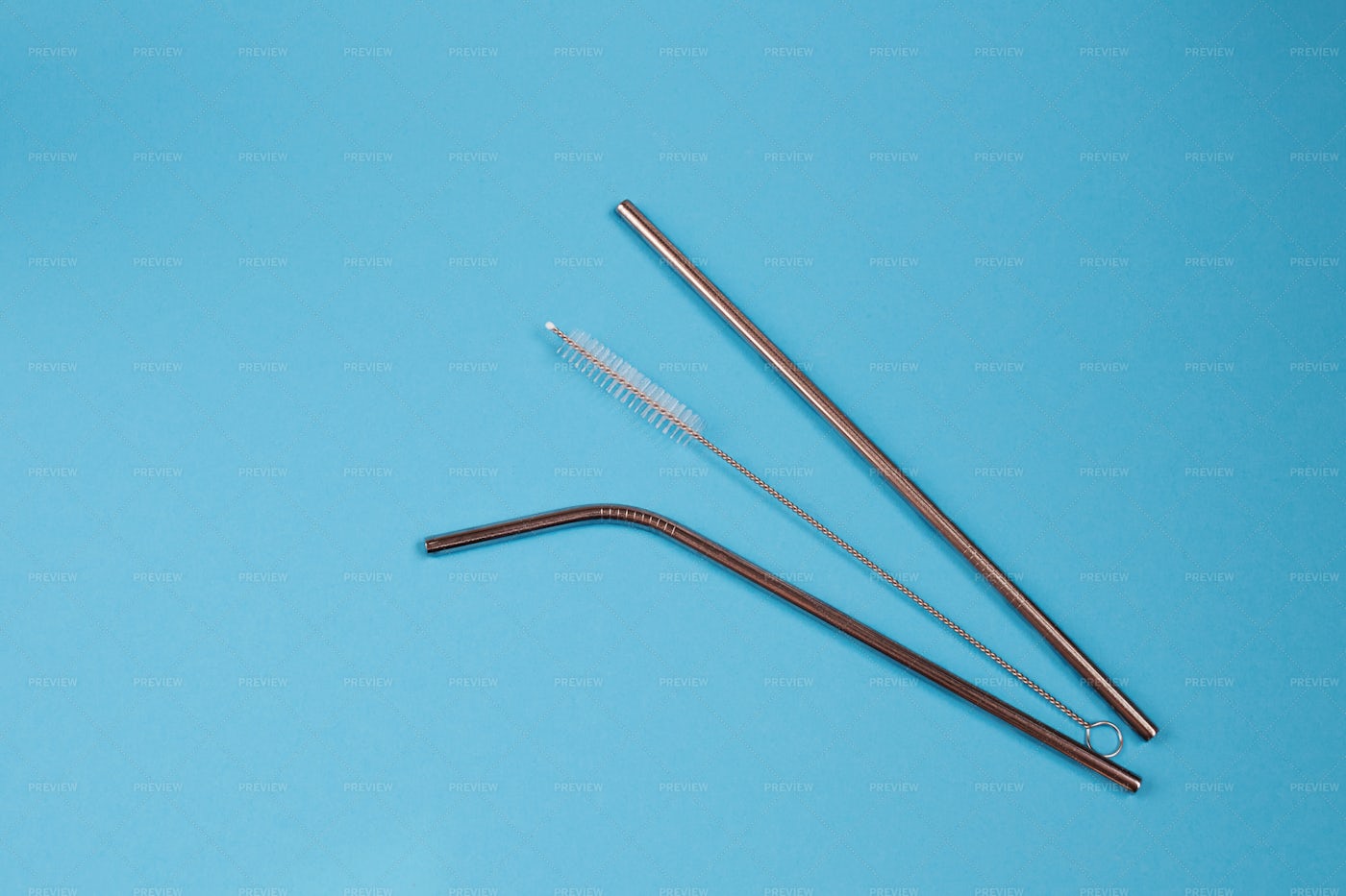 Steel Straws And Cleaner: Stock Photos