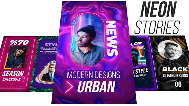 Neon Instagram Stories Freebies template preview