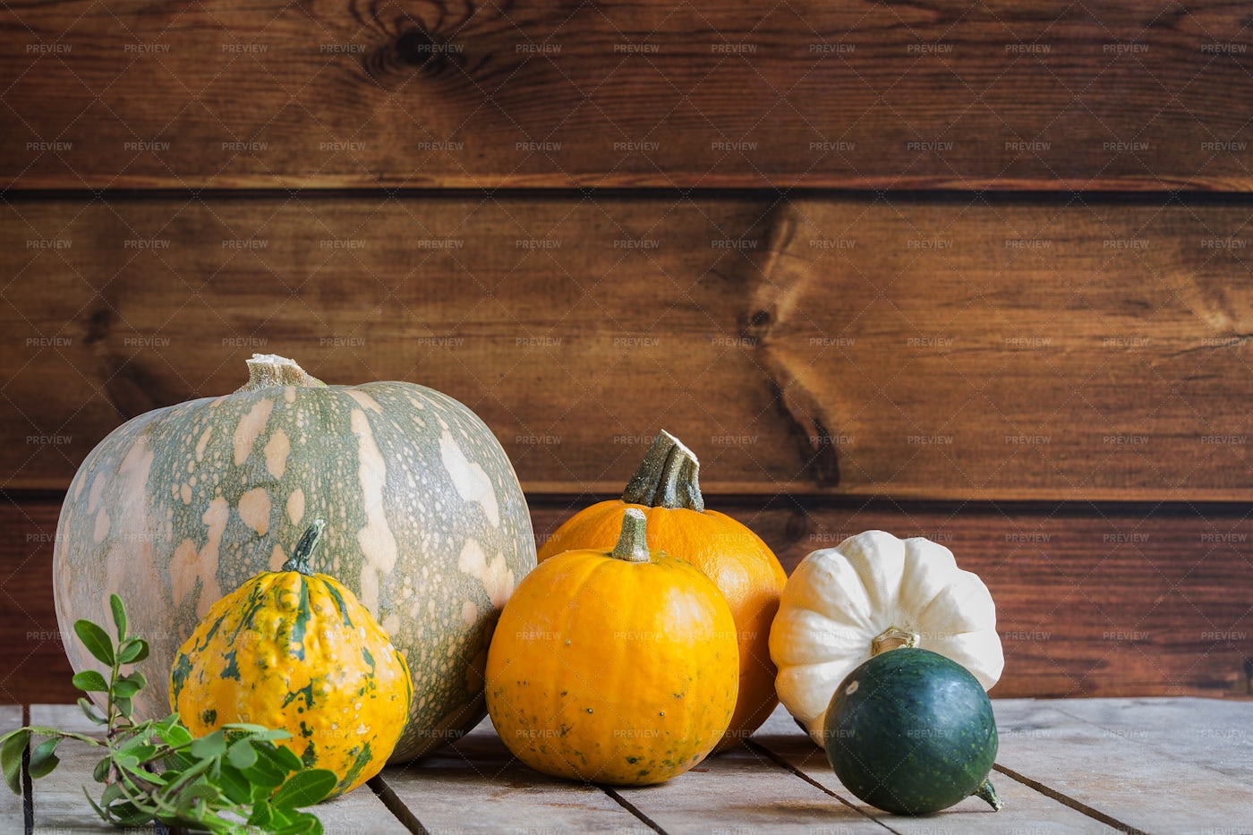 Pumpkins Against Wood: Stock Photos